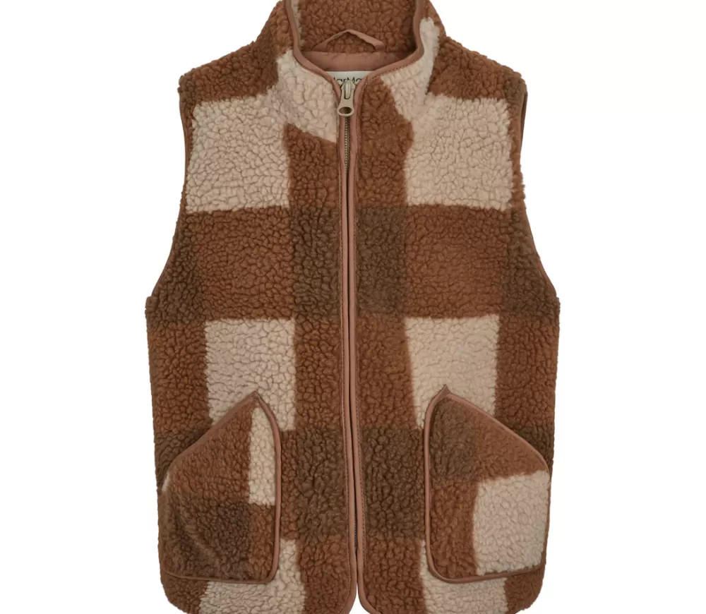 MarMar Copenhagen Fleece & Teddy>Joby, Teddybear Vest Chunky Hazel Check