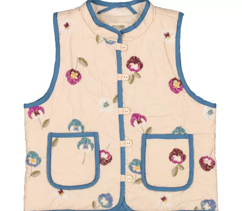 MarMar Copenhagen Overdele>Jola, Vest Med Fyld Pansy Embroidery