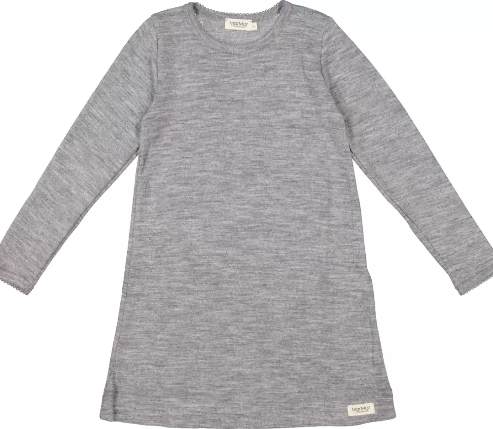 MarMar Copenhagen Uld>Night Dress, Uld Pointelle Nattøj Grey Melange