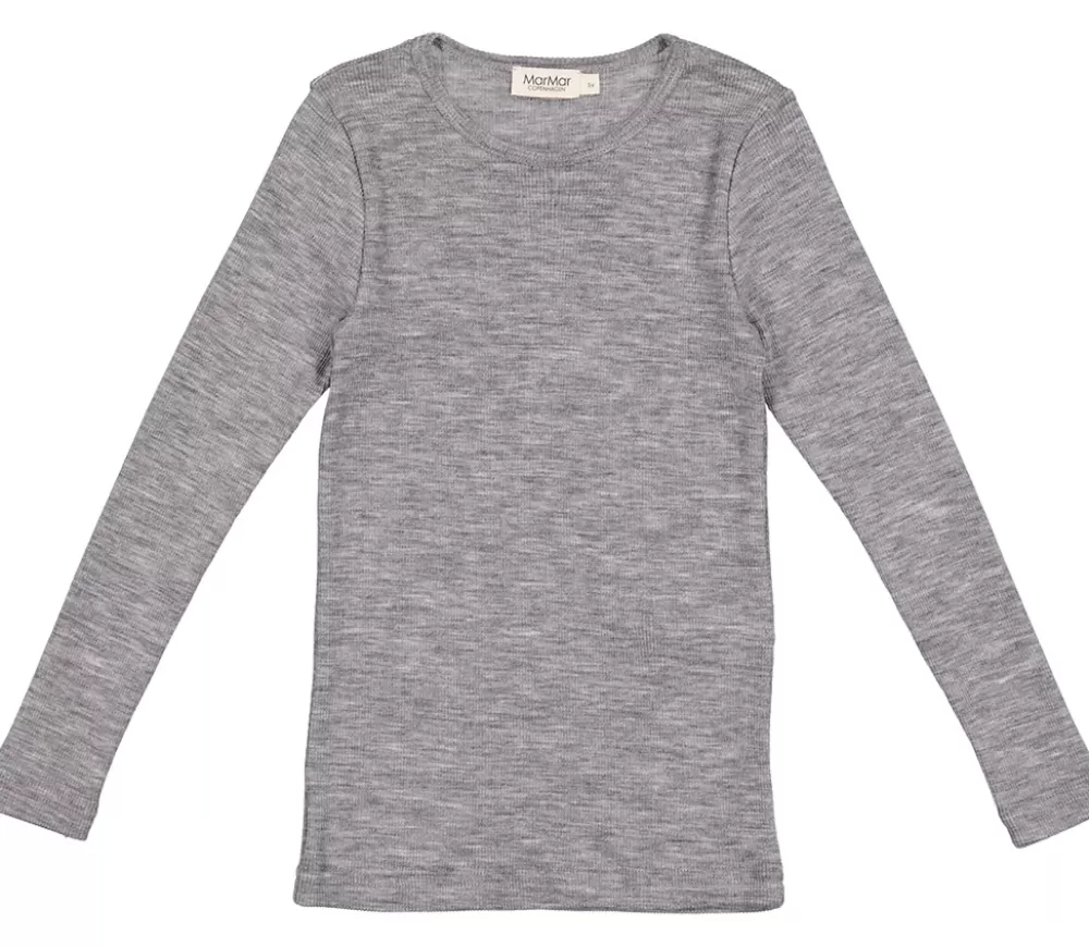 MarMar Copenhagen Overdele>Tamra, Uld Rib Bluse Grey Melange