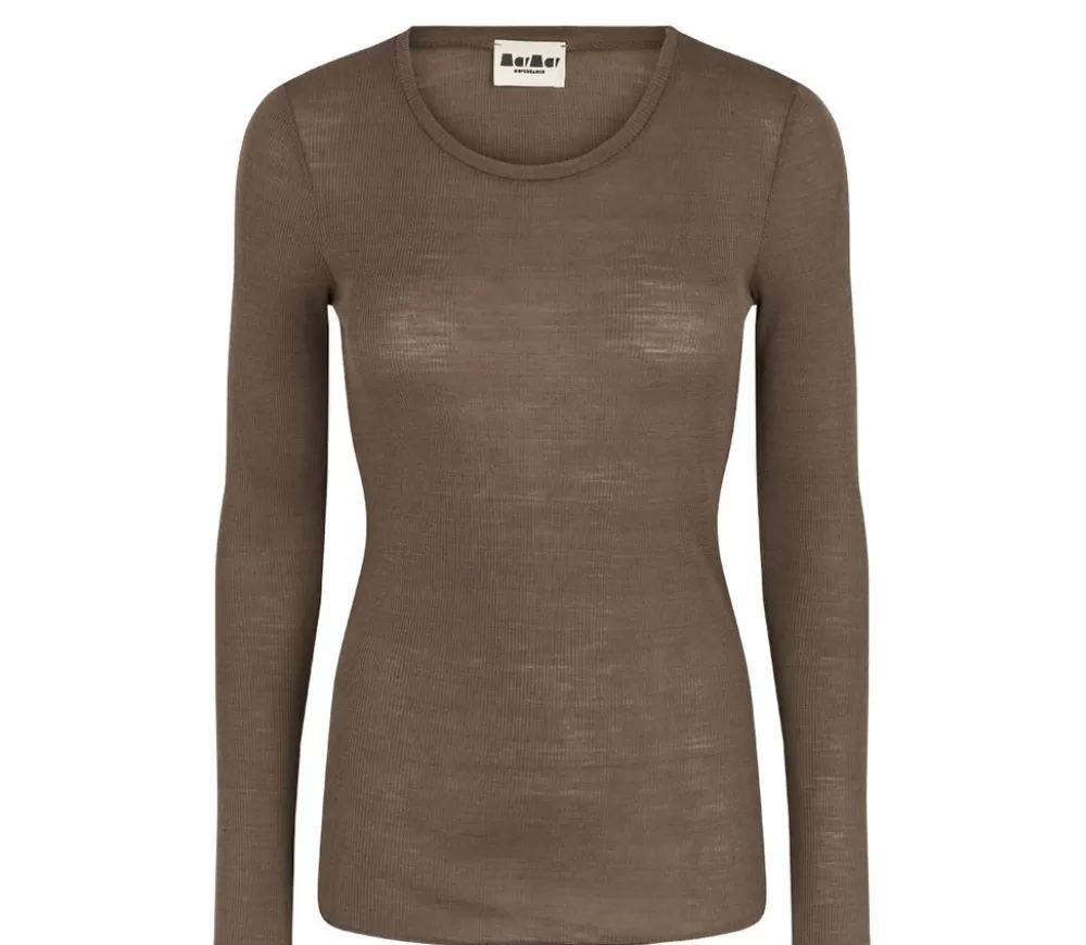 MarMar Copenhagen T-Shirts>Tamra W, Uld Rib Bluse Terre