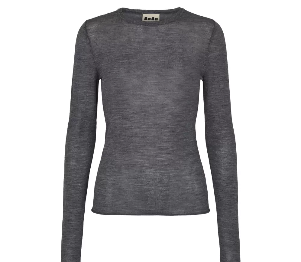 MarMar Copenhagen Strik>Tanne W, Bluse Mid Grey Melange