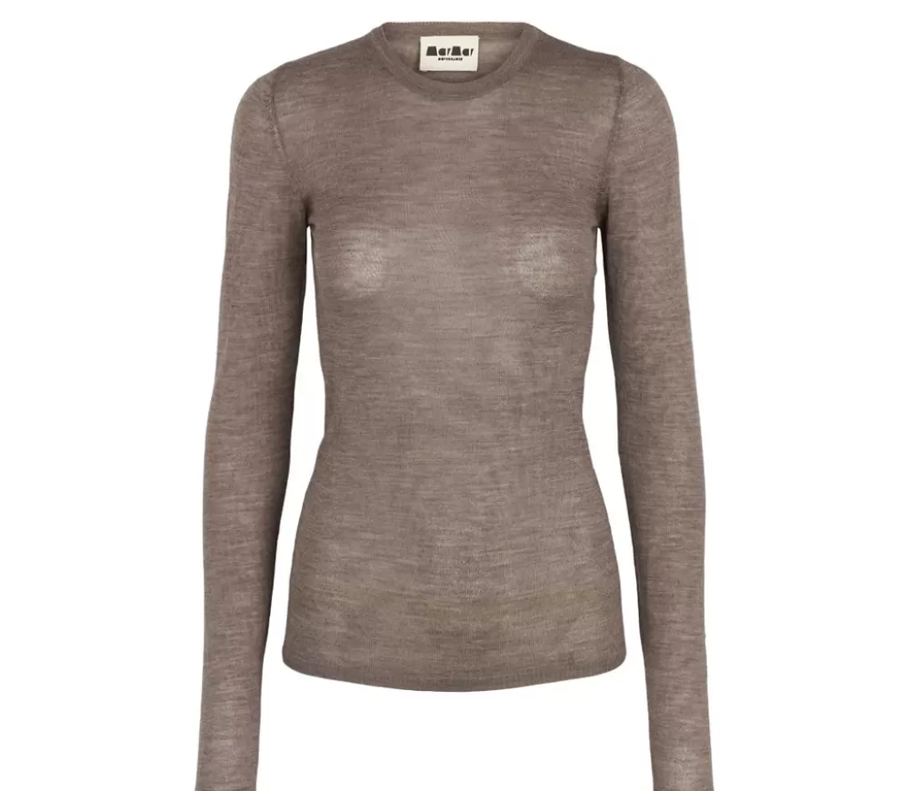 MarMar Copenhagen Strik>Tanne W, Bluse Dusty Brown Mel.