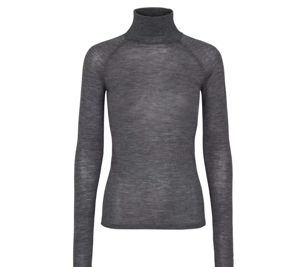 MarMar Copenhagen Strik>Trisha W, Bluse Mid Grey Melange