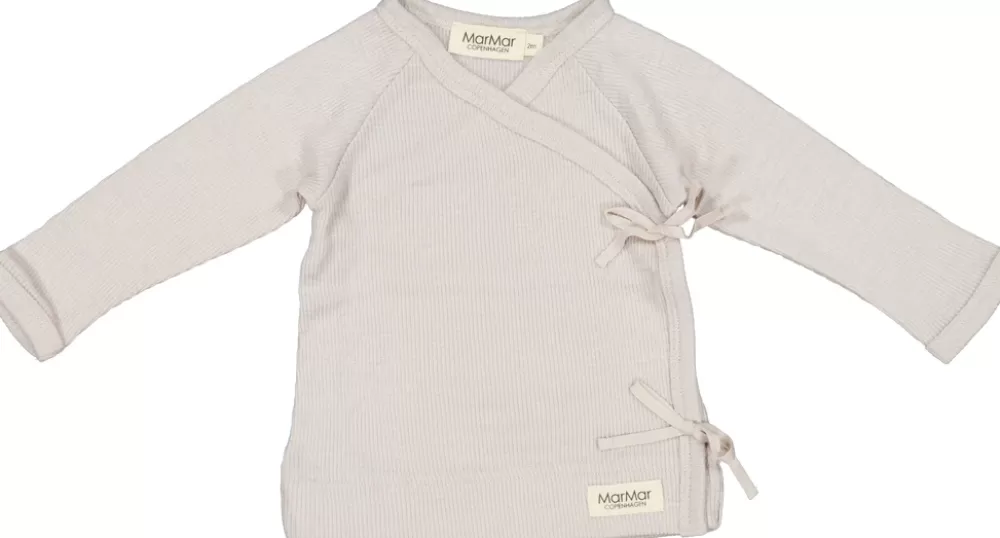 MarMar Copenhagen Bluser>Tut Wrap Ls, Uld Rib Bluse Pepple